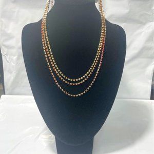 Multi-Row Rhinestone 3pc. Statement Necklace (White/Orange/Pink)-A New Day-19599